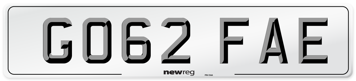 GO62 FAE Number Plate from New Reg